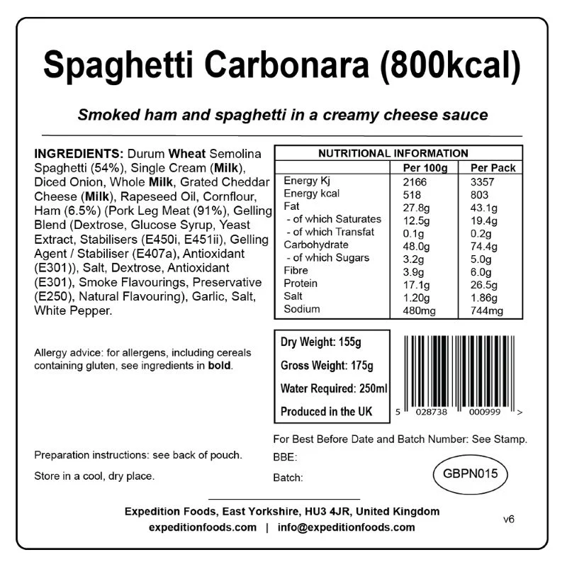 Expedition Foods Spaghetti Carbonara (High Energy) - Image 3