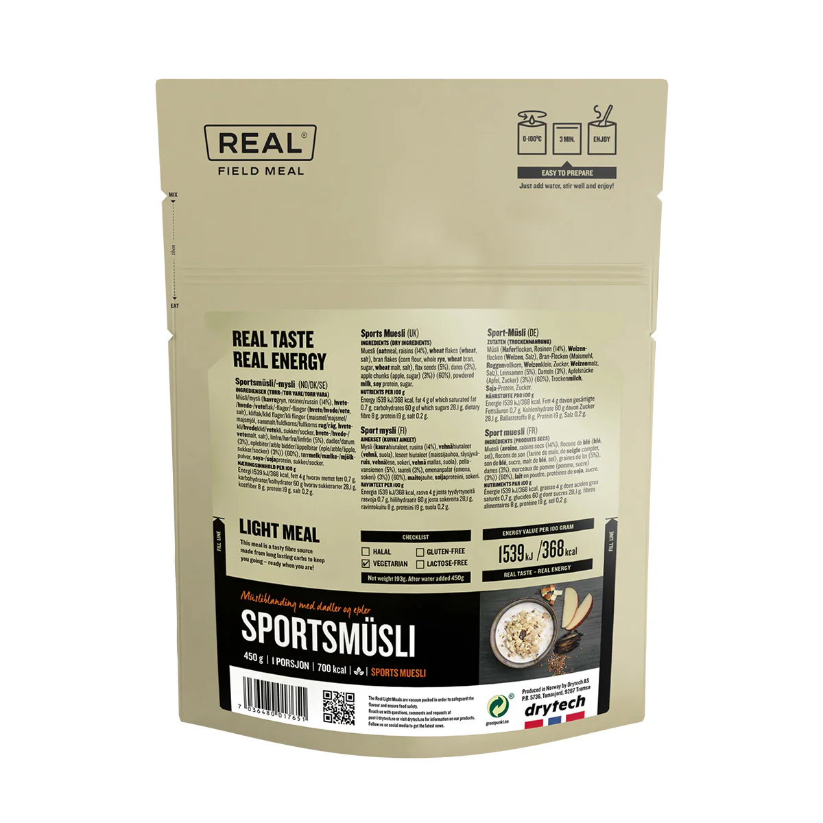 Real Turmat (Field Meal) Sports Muesli (700kcal) - Image 3