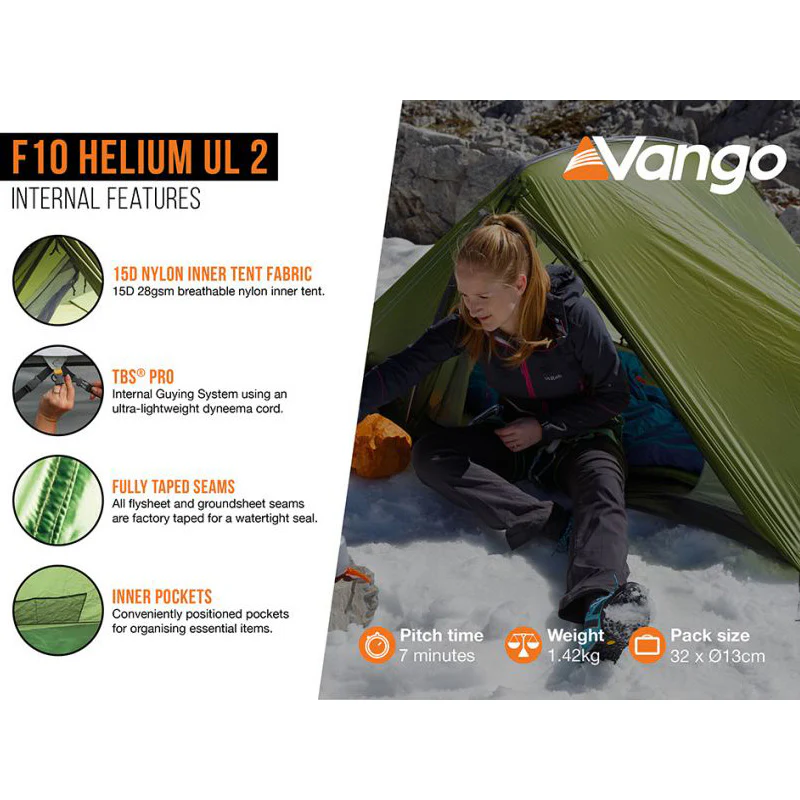 Vango F10 Helium UL 2 Alpine Green Tent - Image 3